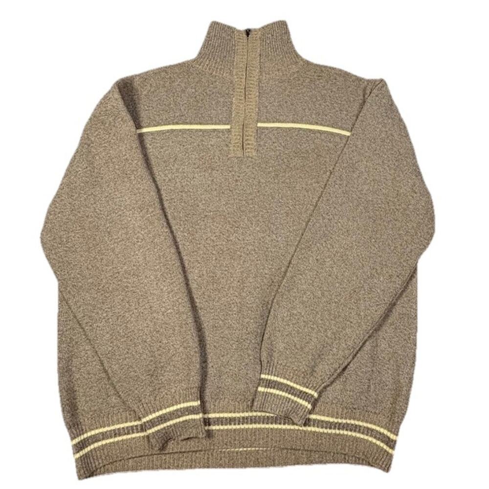 Pronti Collection 1/4 Zip Tan Sweater Pullover Mens 2XL HEAVYWEIGHT Long Sleeve